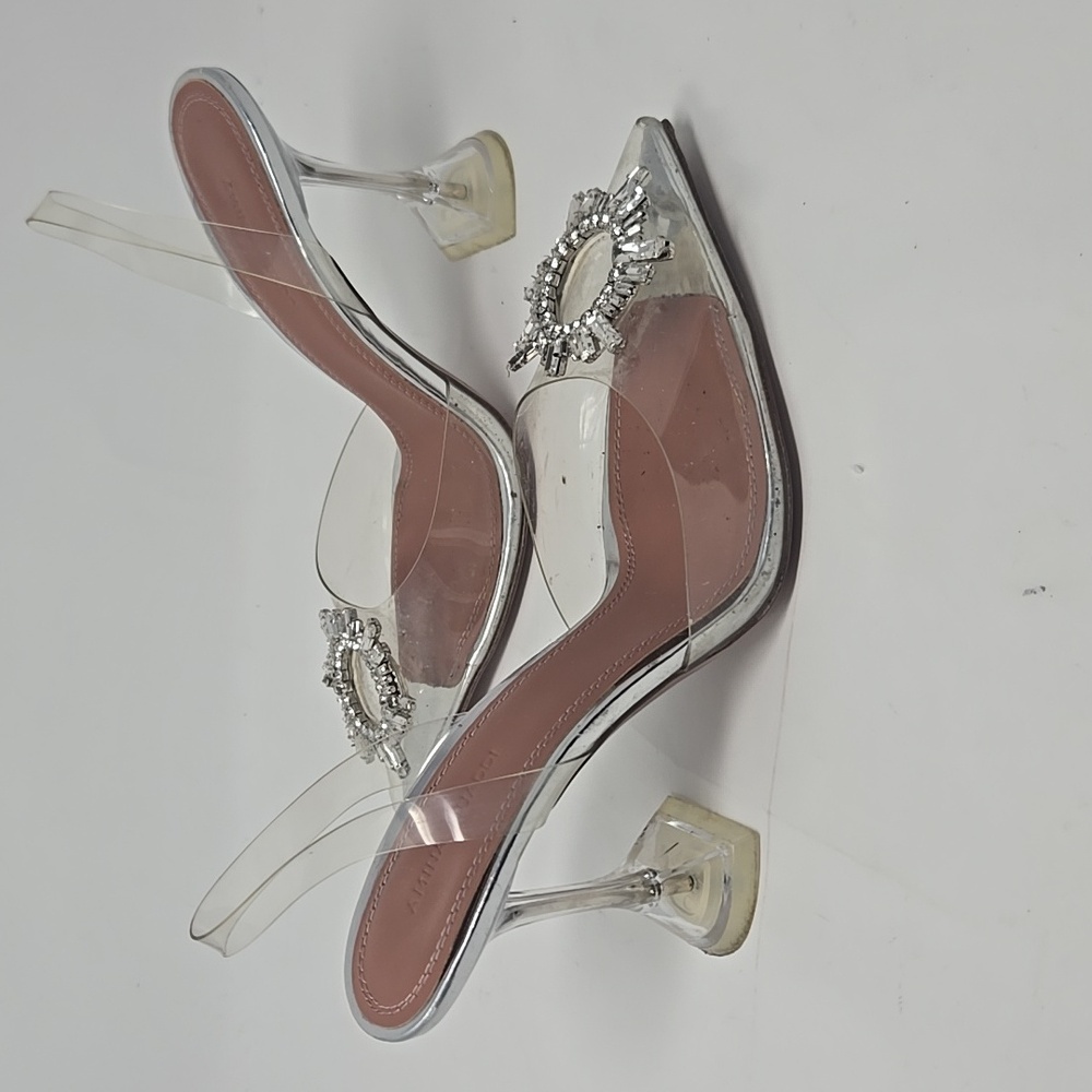 Amina Muaddi PVC Transparent Begum Glass Slingback Heels - Picture 2 of 10